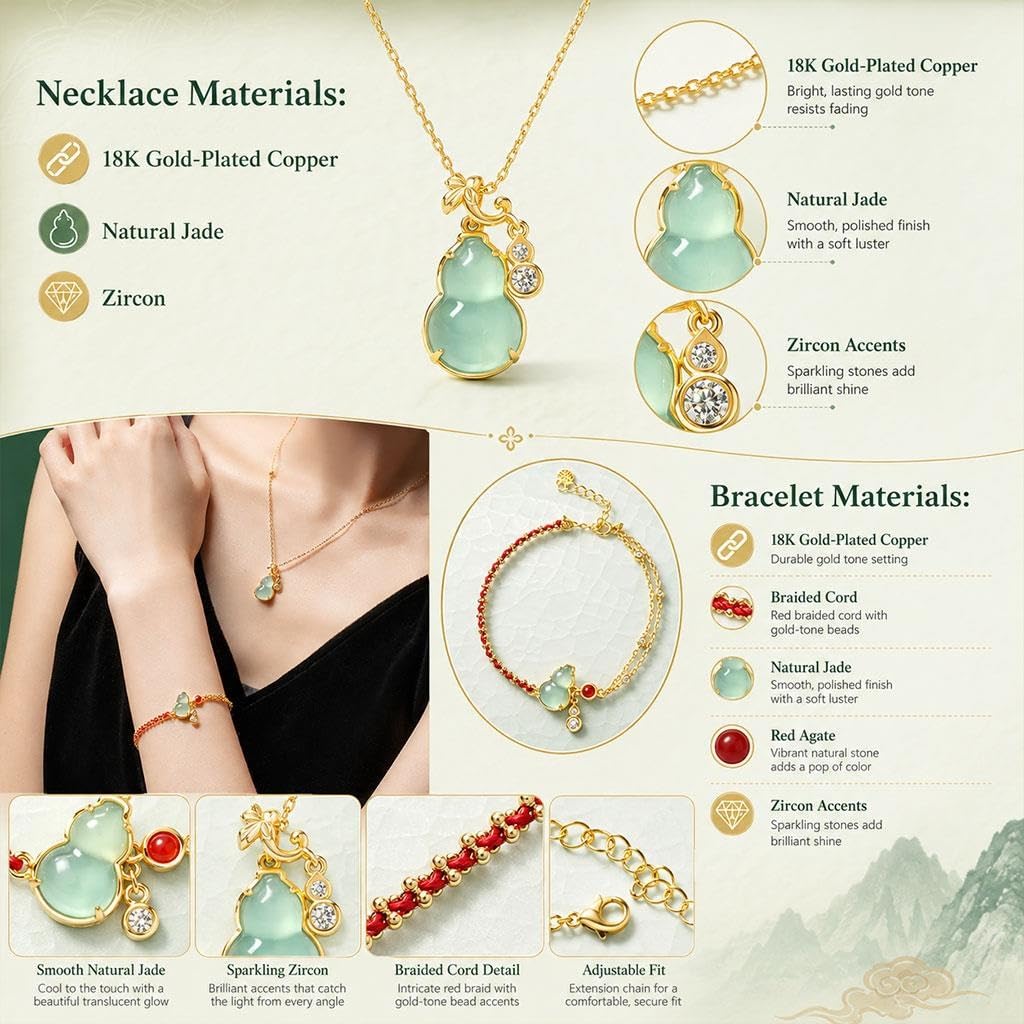 Set De Joyería De Calabaza De Jade Natural, Collar Pulsera