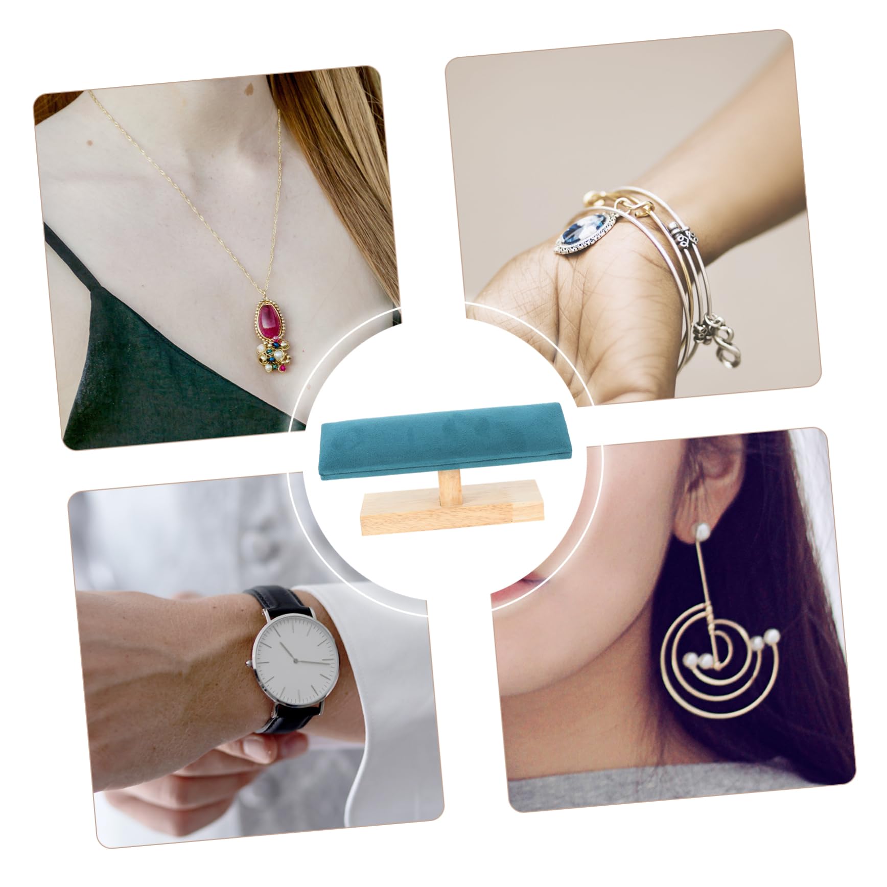 Armbandhalter Tischplatte Ohrring Display Ornament Ständer Schmuck Halskette Armreif Uhren Holz Grün