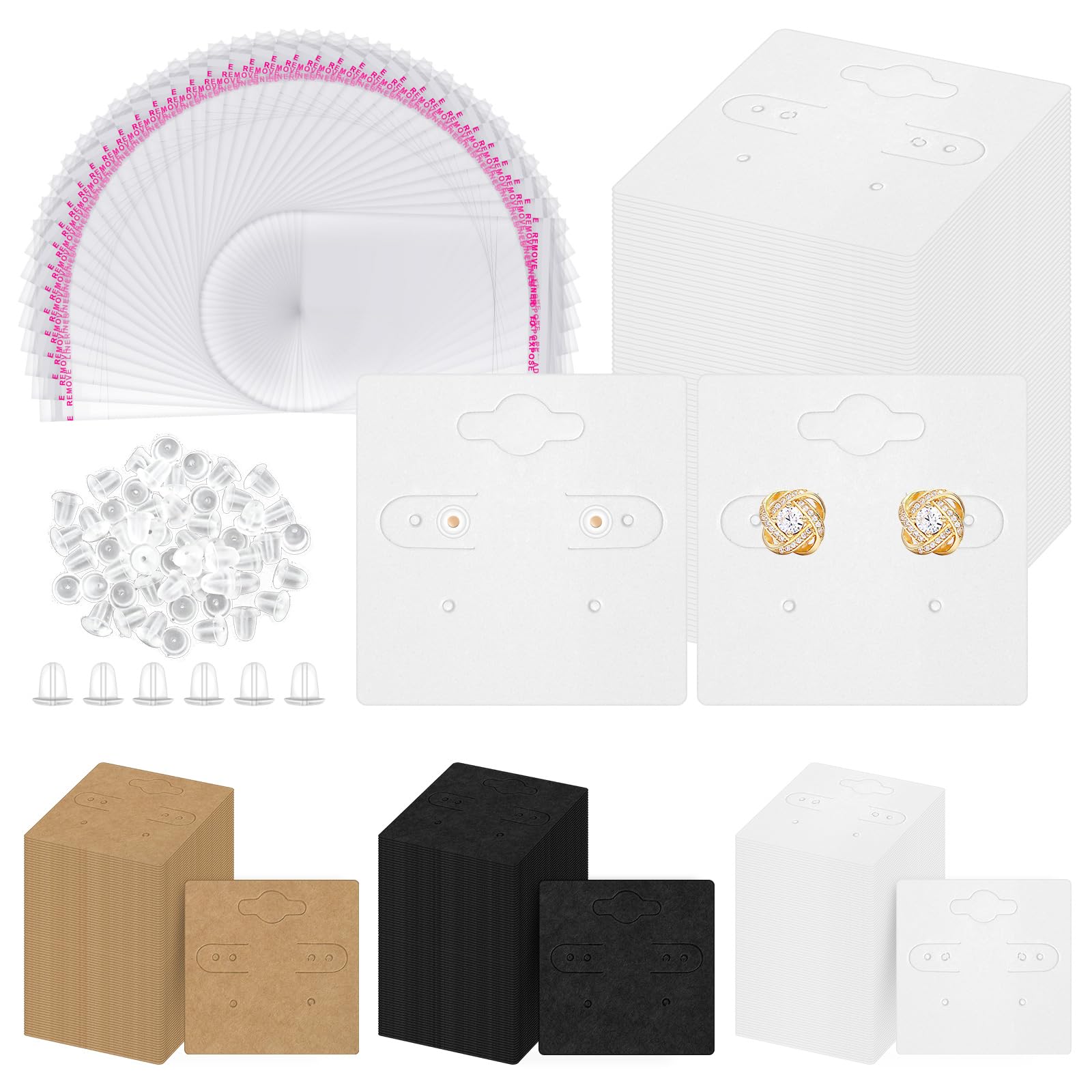 GLARKS 400 Tarjetas de Aretes con 6 Agujeros - Exhibición de Pendientes Blancos de 2 Pulgadas - Soporte de Papel Kraft para Aretes Colgantes