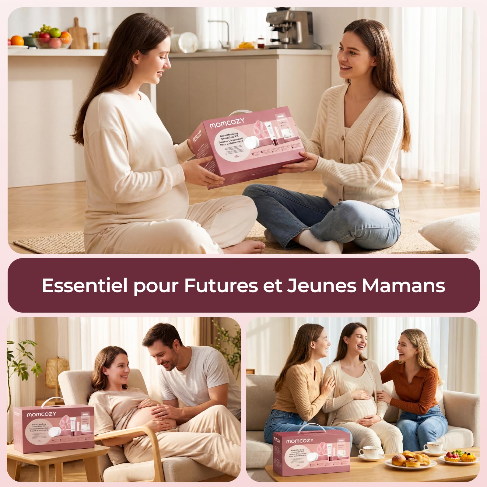 Momcozy Kit Post-Partum 73 Pièces pour Jeune Maman, Essentiels Allaitement avec Sachets Lait Maternel, Coussinets d’Allaitement, Compresses Chaud/Froid, Crème Mamelons, Collecteurs Colostrum