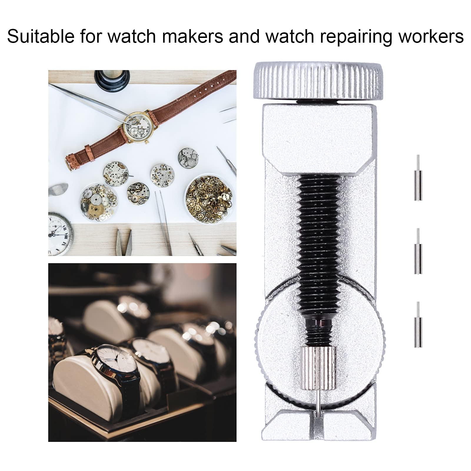 Kit de reparación de Relojes, removedor de eslabones de Reloj Ajustable, ajustador de Correa de Reloj de Acero, Herramienta de reparación de Relojes con 3 Pieza