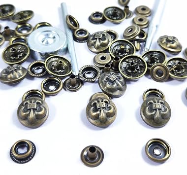WETUFIN 15 Sets Leather Snap Buttons Set 16MM (0.63 inch) Bronze Snaps for Leather Snap and Fastener Kit Tool Snaps in Decorative Anchor Style