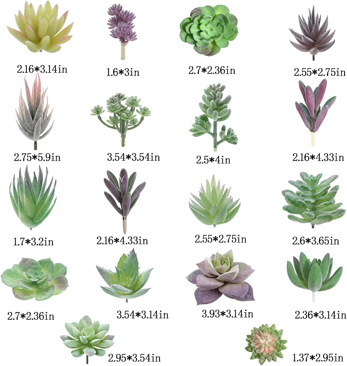 18 Pcs Artificial Succulent Plants Unpotted Premium Fake Plants Double Flocked Succulents Realistic Textured Faux Succulents DIY Floral Decor for Home Garden Arrangement Office Party Indoor Outdoor