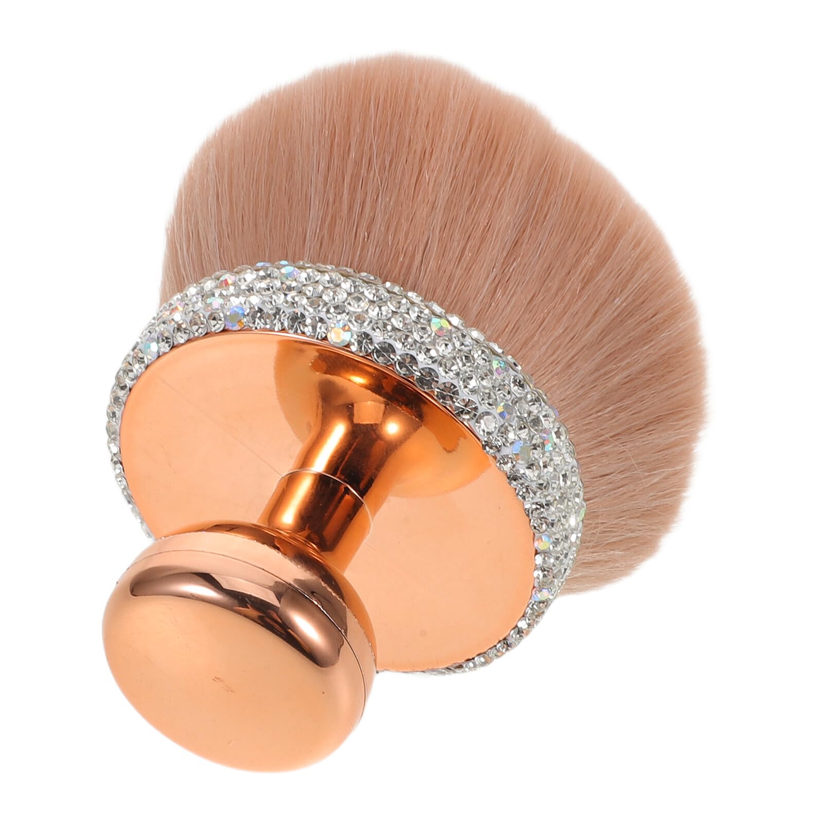Brocha para Polvos Sueltos y Rubor Cerdas Suaves Forma de Hongo Diseño Lujoso Gemas de Imitación Tamaño Pequeño Portátil Aplicador Facial para Maquillaje de Base y Polvos