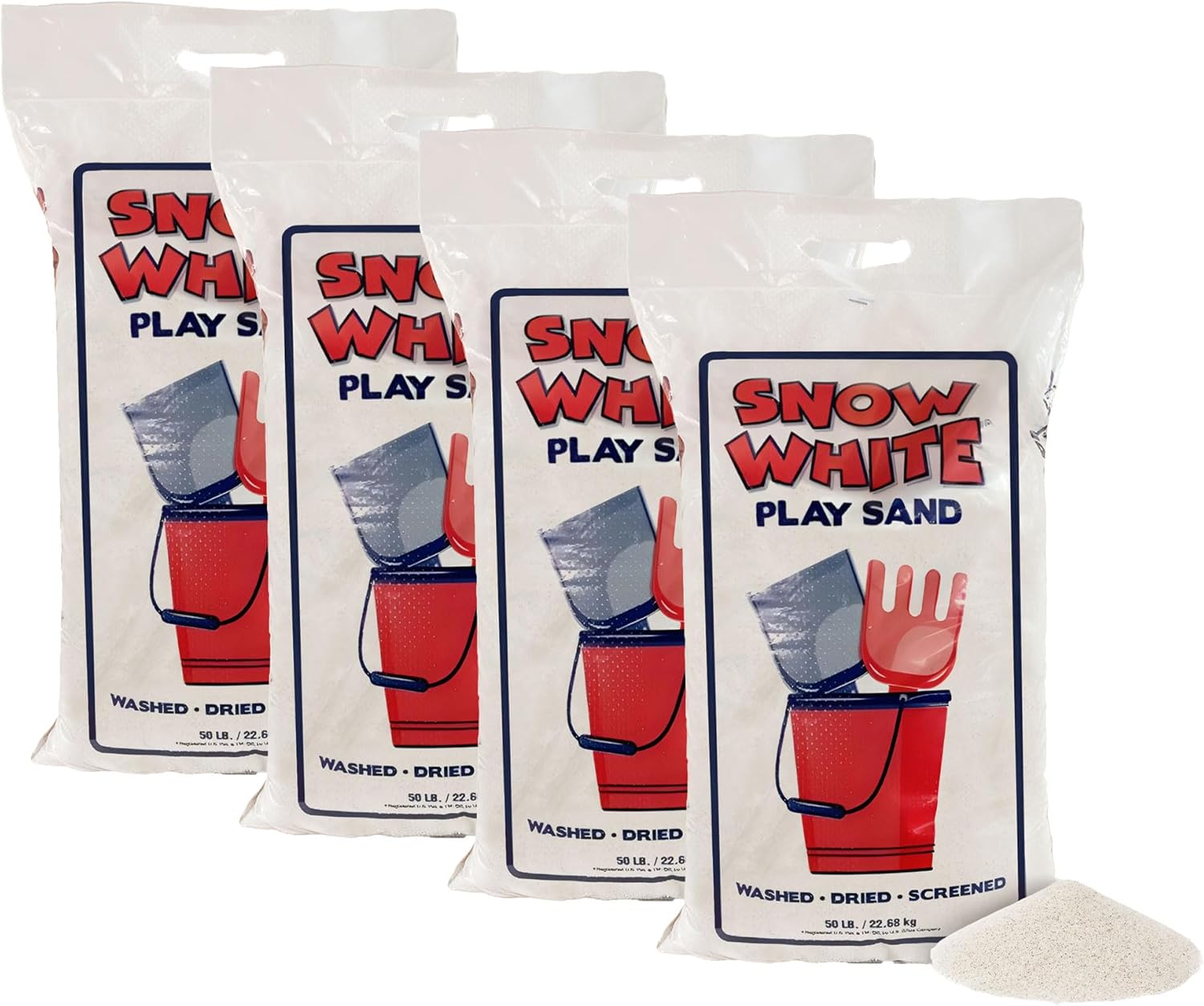 U.S. Silica Large 50 Pound Play Sand, Finely Graded, Fully Washed and Easy to Use for Children's Art, Trays, and Sandbox, 4 Pack