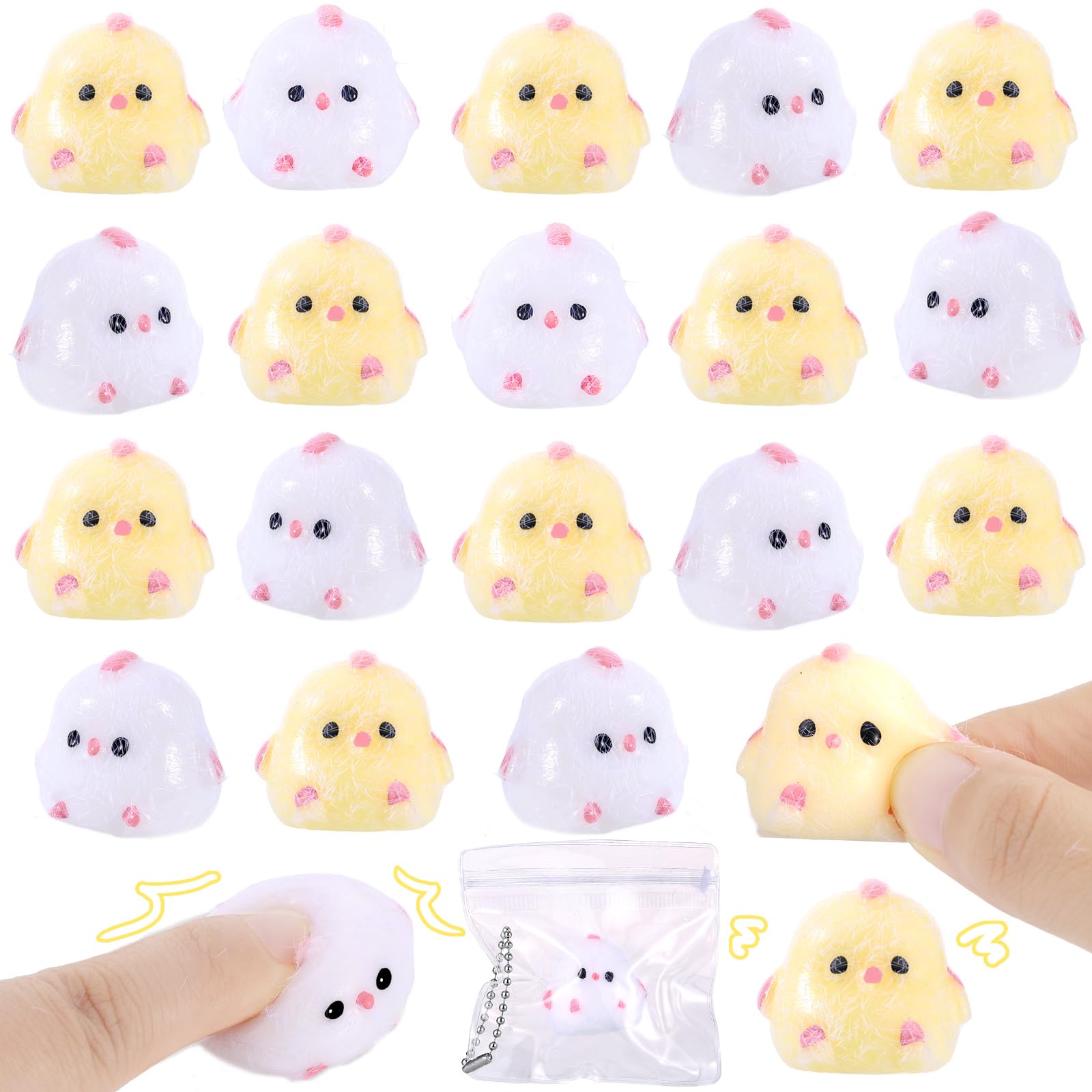 20 Pack Mini Taba Squishies Chick Toy Party Favors for Kids Pinch Cute Sensory Fidget Toys Small Soft Chick for Stress Relief for Adults Kids
