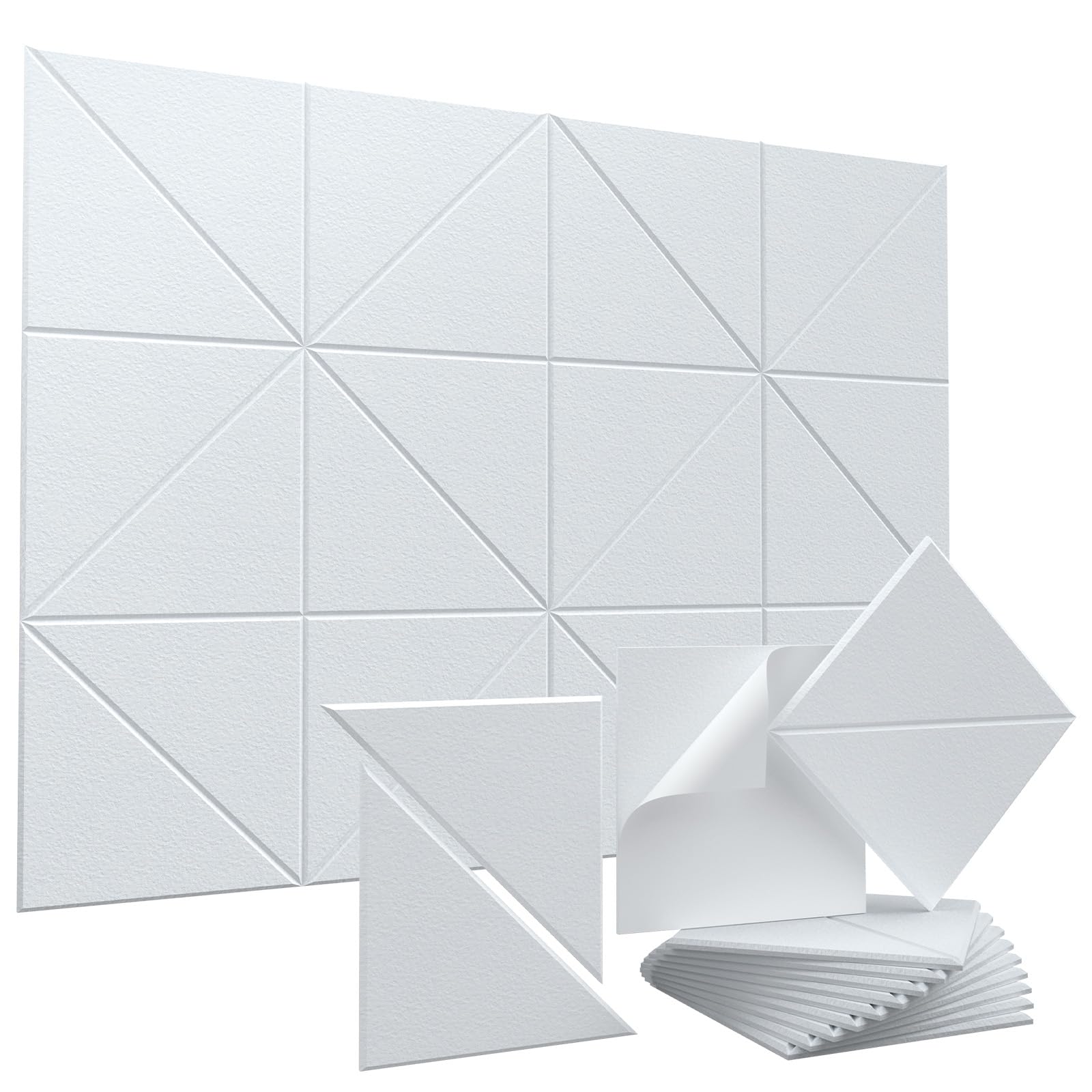 Vieshful Pannelli Acustici Autoadesivi 20 Pezzi 30×30 cm – Pannelli Fonoassorbenti in Feltro Alta Densità per Pareti, Design Decorativo per Studio, Ufficio e Casa, Bianco