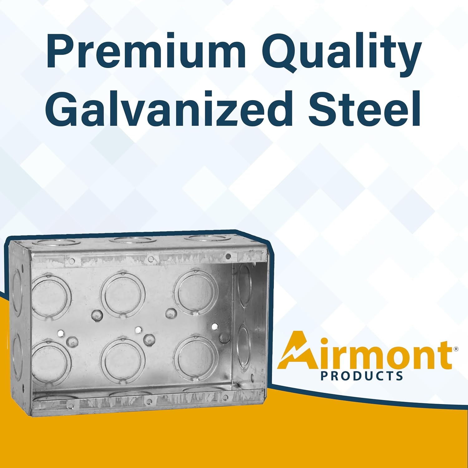 3-Gang Masonry Electrical Box, Metal Electrical Box, 2-1/2" Depth, 15 EKO Knockouts, Width 3.75'', Height 5.59'', Masonry Box 3-Gang, Welded Design, Steel Device Boxes for Masonry Walls