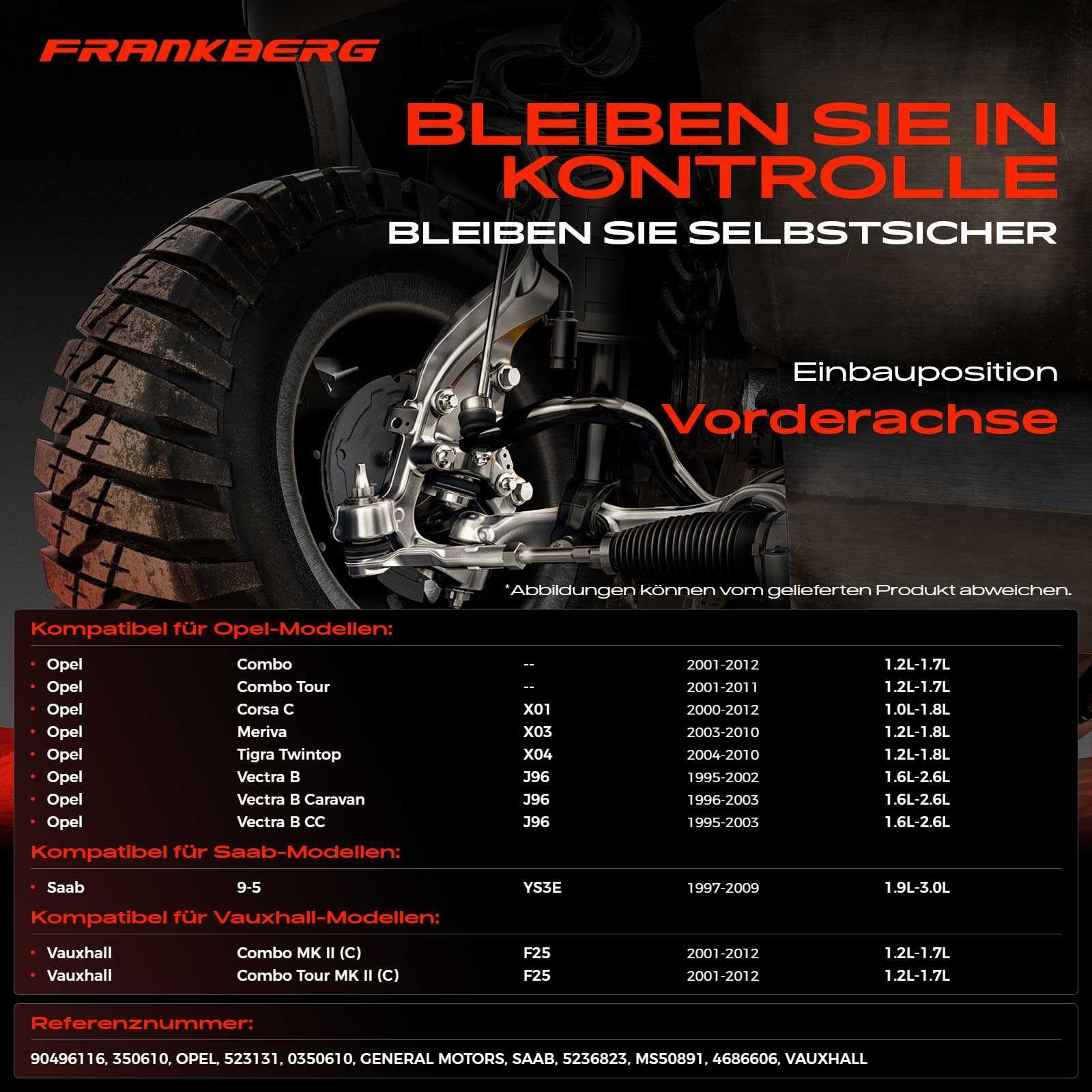 Frankberg 2x Koppelstange Vorderachse Kompatibel mit Combo 2001-2012 Combo Tour 2001-2011 Corsa C F08 F68 X01 Corsa D S07 Meriva Tigra Twintop Vectra B 9-5 YS3E Replace# 350610