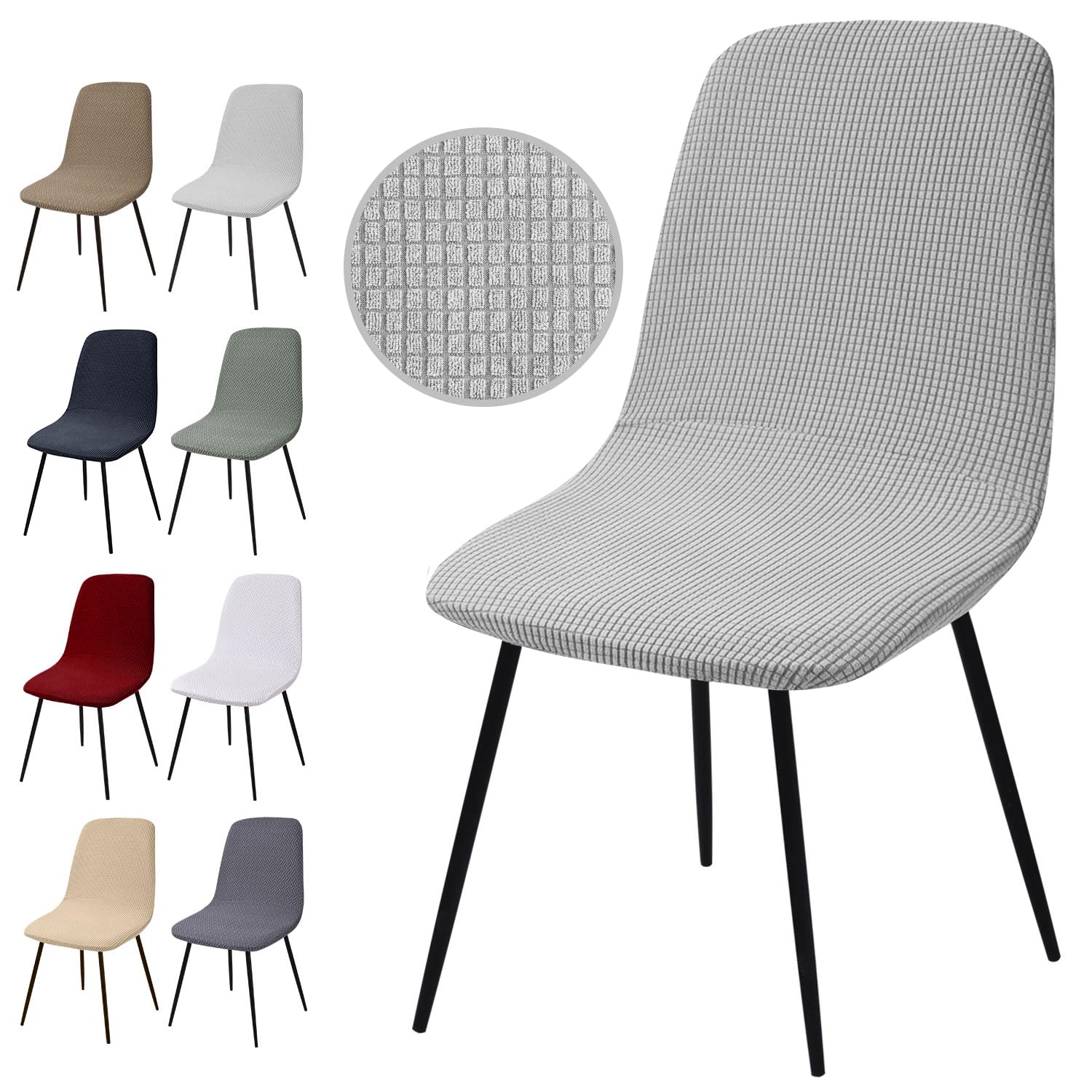 Fundas para Sillas Pack de 6, Jacquard Fundas Sillas de Comedor Extraíbles y Lavables Cubiertas para sillas Fundas Elásticas Modernas Fundas Protectoras para Sillas para Comedor,Boda(Y-PlataGris,6PCS)