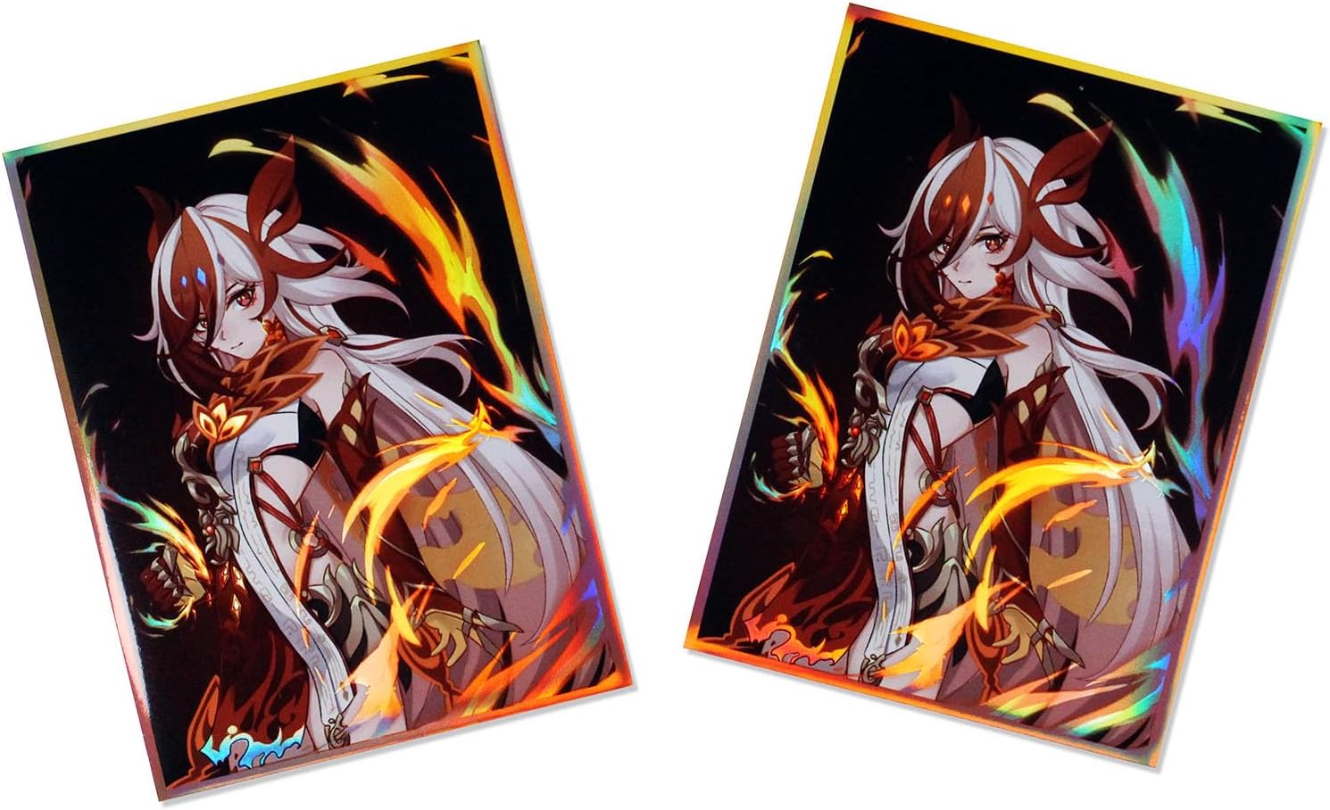 60ct 67x92mm Holographic Flashing (Fenghuang of Vicissitude) Top Loading Trading Card Sleeves Deck Protector for MTG/TCG/PTCG Art Anime Printing Card Sleeves Protectors (02)