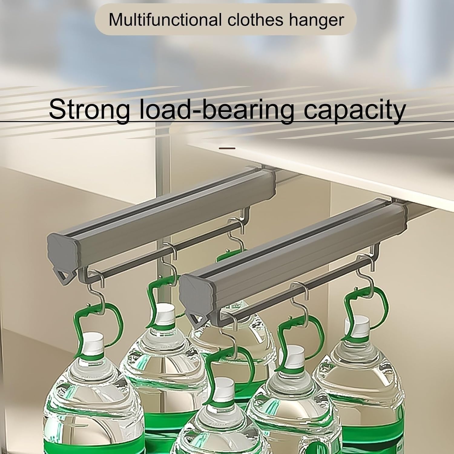 Heavy Duty Extendable Pull Out Closet Rod - Wardrobe Pull-Out Trousers Rack, Steel Extendable Closet Rod for Pants Clothing Storage, Pull Out Clothes Rail(Black,50cm/20in)