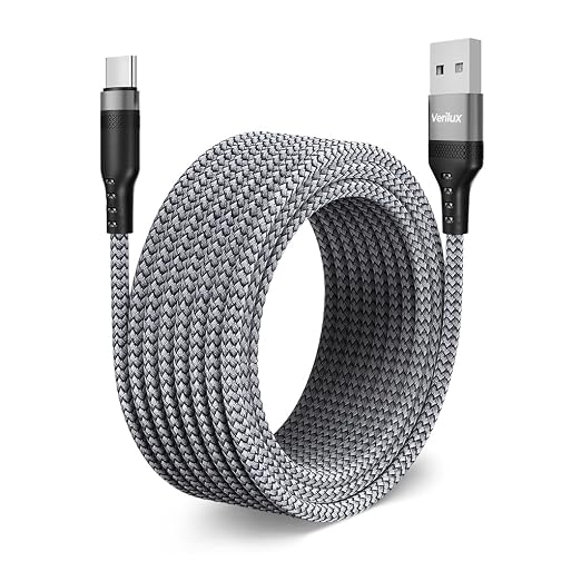 Verilux TYPE C Charging Cable 15W 3A Fast Charging Cable 16.4ft Long TYPE C Charging Cable Data Cable Support 480Mbps Data Transmission Compatible with Phone, Tablet, PS5