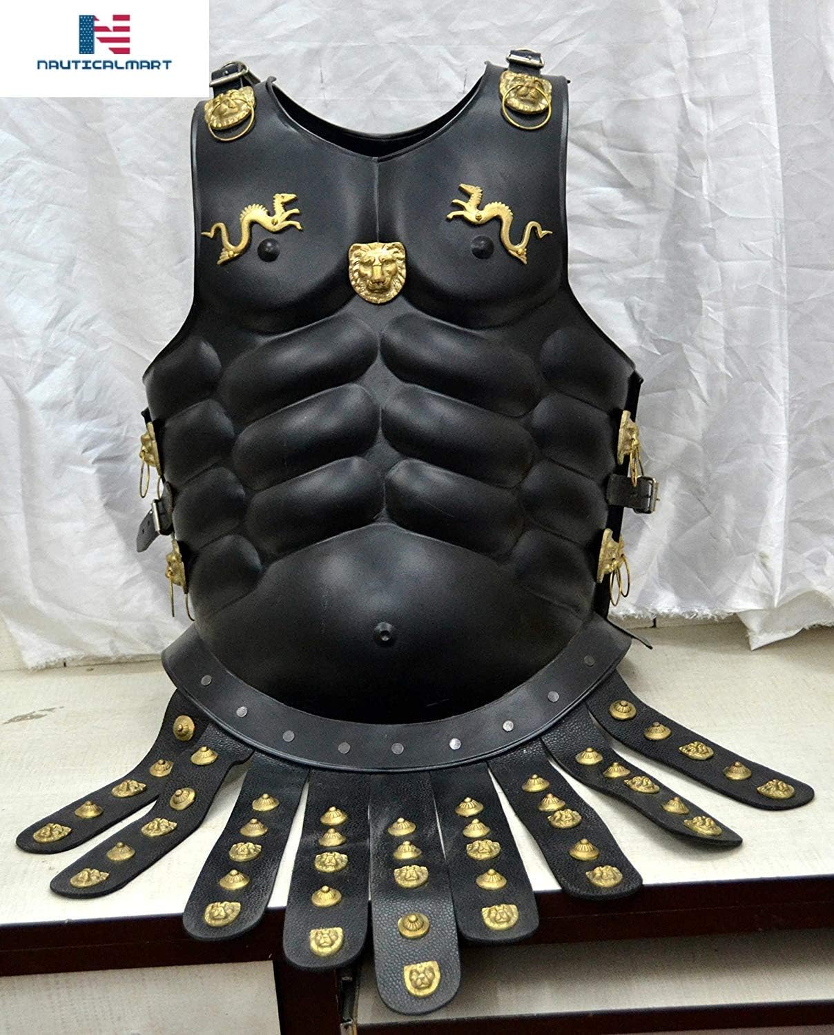 Roman Greek Royal Muscle Armor with Leather Skirt Medieval Knight Armour Cuirass