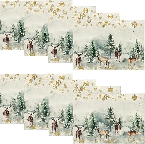 Miniatura 7 de Artoid Mode - Caminos de mesa de Navidad con diseño de árboles de ciervos y copos de nieve, para mesa de comedor, 12 x 18 pulgadas, juego de 4,