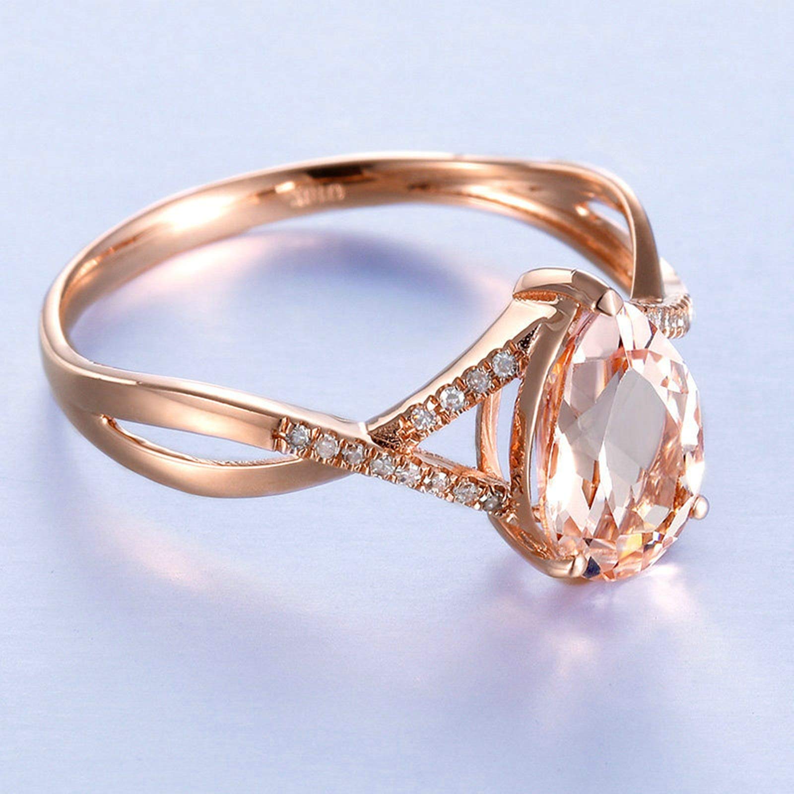 Beydodo Pierścionek dla pań różowe złoto 750 krzyż paski z Morganitem 1,05 ct pierścionek ślubny różowe złoto pierścionek zaręczynowy diament e 18 karatów (750) czerwone złoto, 54 (17,2), colore: różowy (Rosegold), cod. TLLWGZ6302