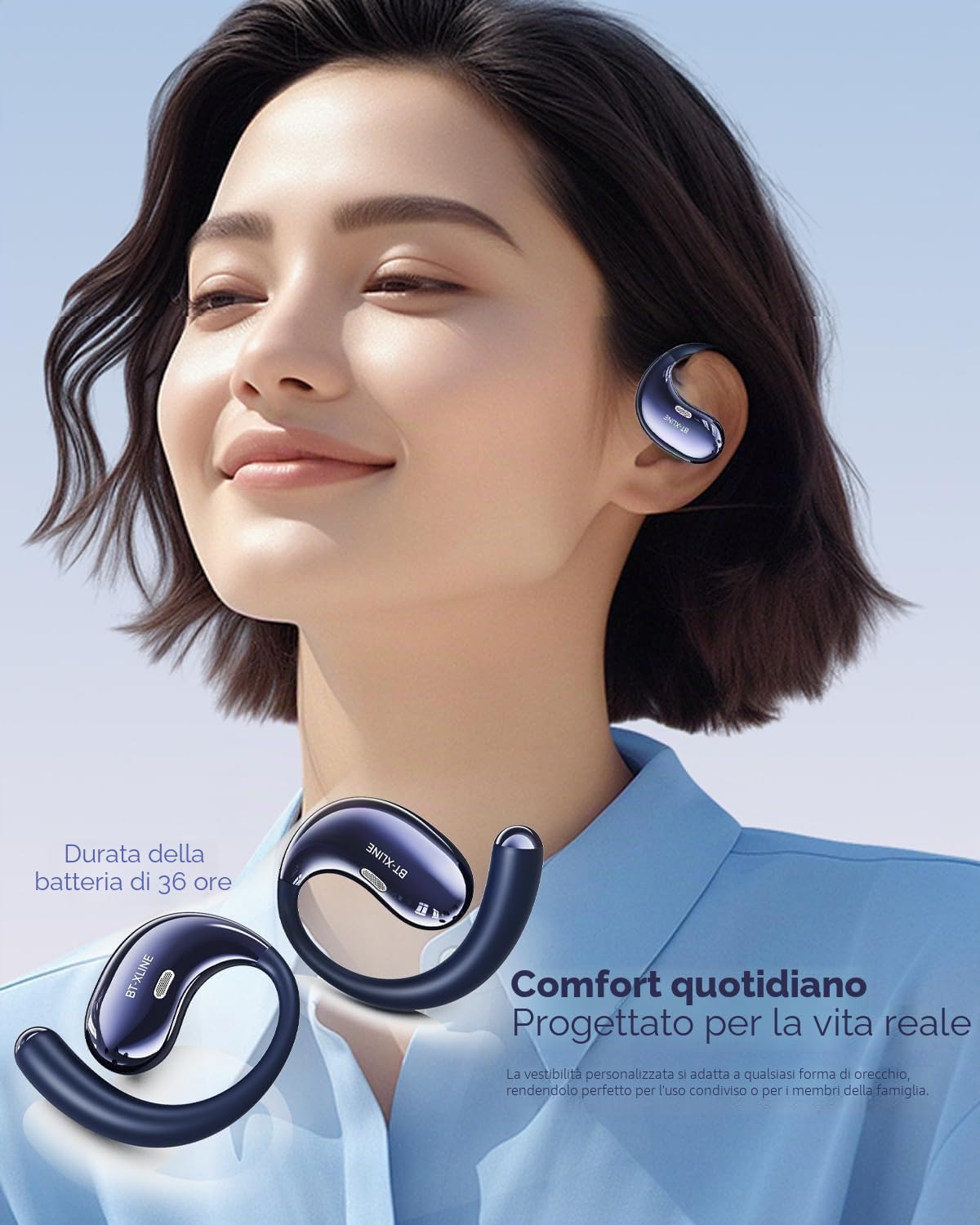 Cuffie Bluetooth Sport,Open Ear Auricolari Bluetooth 6.0,Chiamata HD ENC,36 Ore di Autonomia,IPX5,Cuffie Bluetooth Sport,Ideali Per Corsa,Palestra e Trasferte Lavorative