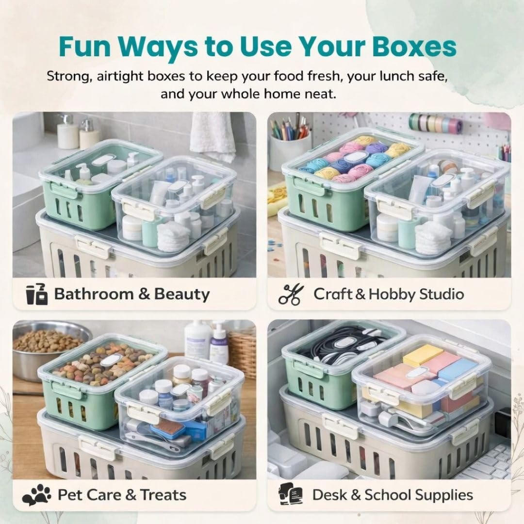 FreshLock - Juego de 5 recipientes de almacenamiento para nevera, herméticos, a prueba de fugas y aptos para microondas con colador extraíble, ideal para almacenamiento de frutas, verduras y