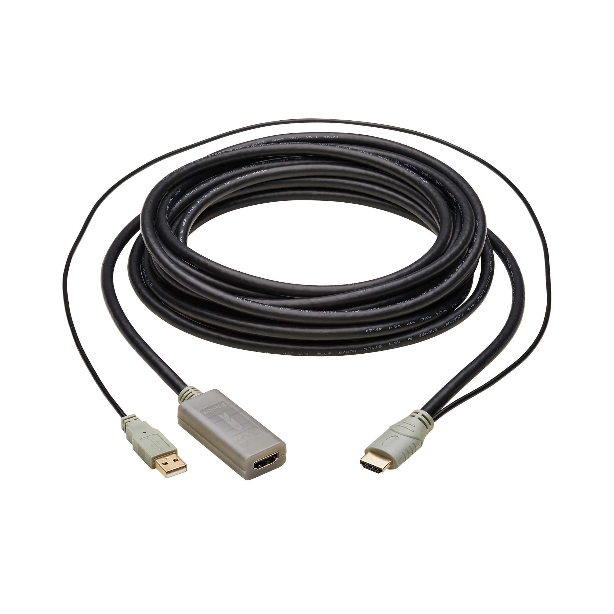 Tripp Lite Câble d'extension HDMI 4K de 6 m avec répéteur actif, adaptateur mâle-femelle, HDR 60 Hz 4:4:4, Plug and Play, HDCP 2.2, conforme TAA, garantie de 3 ans (P569-020-MF-ACT)