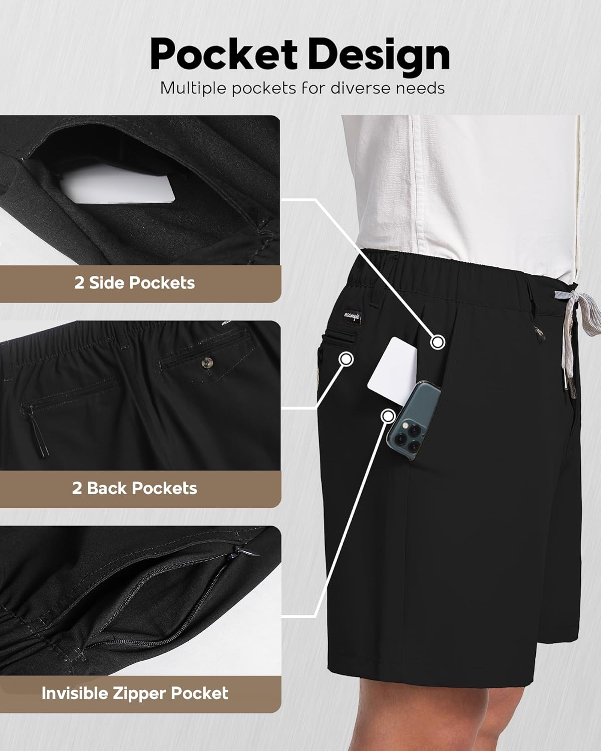 maamgic Men's 5/7 Inch Casual Classic Fit Shorts with Multi-Pocket Quick Dry Sports Shorts - Image 6