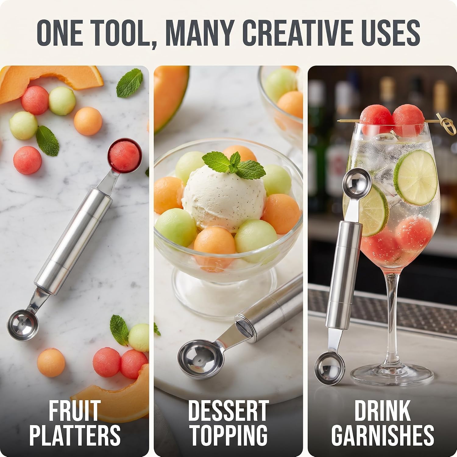 Amazon.com: 2 in 1 Stainless Steel Melon Ballers Melon Scoop