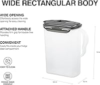 Vista 3 de LocknLock Aqua - Jarra de agua para puerta de refrigerador con asa, jarra de plástico sin BPA con tapa abatible, perfecta para hacer tés y jugos, 3