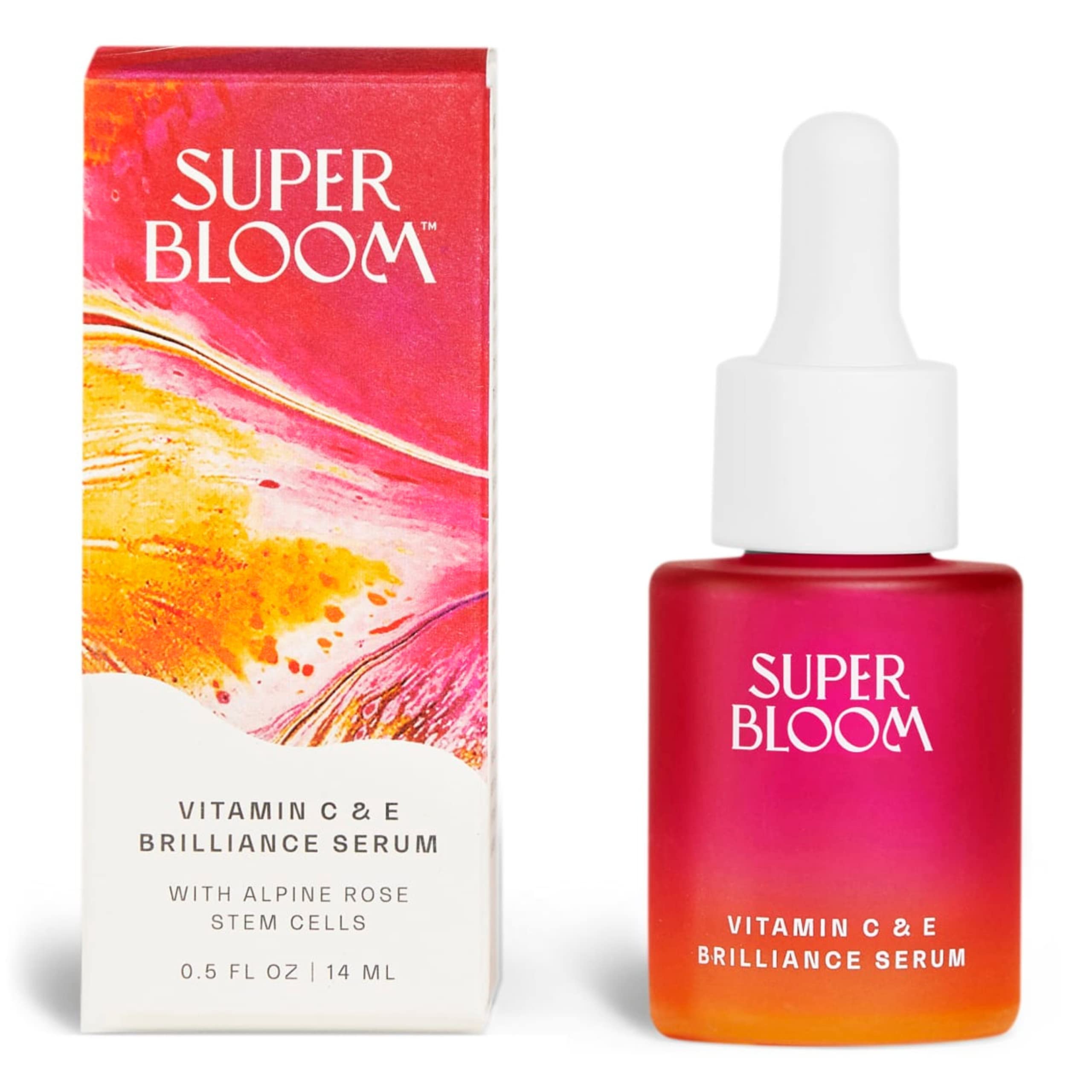 Superbloom Vitamin C & E Brilliance Serum | Anti Aging Serum for Face | Brightens & Hydrates | Alpine Rose Stem Cells | All Skin Types | 0.5 oz