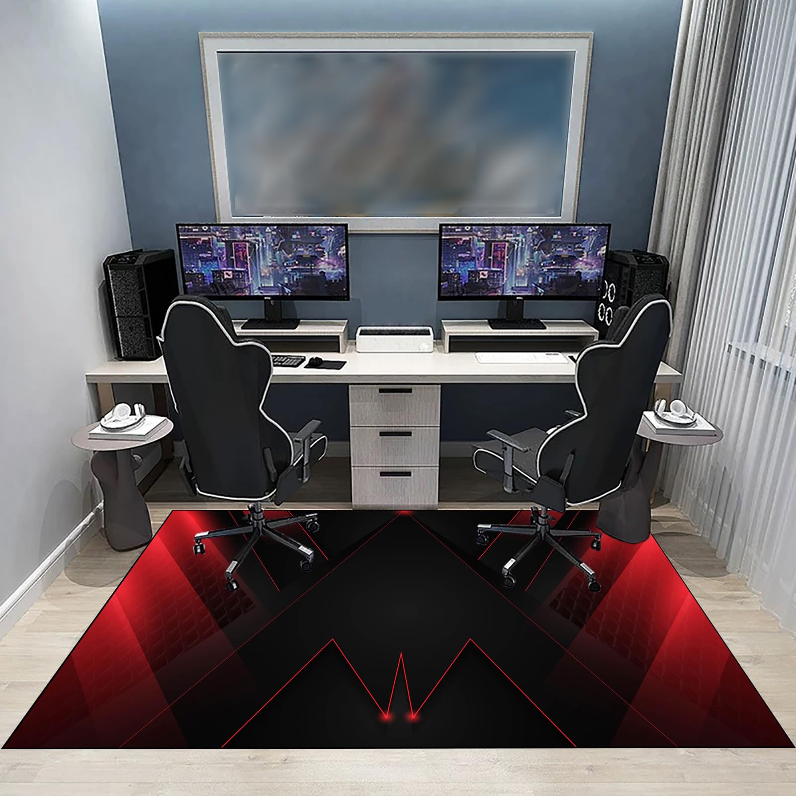 Dywan Krzesło Gaming Ochraniacz Podłogi Na Wózkach Inwalidzkich Biuro Biurko Gamer Mata 110 x 170 cm Mata ochronna Podłogi Biuro Mata podłogowa na Twarde podłogi, Laminat