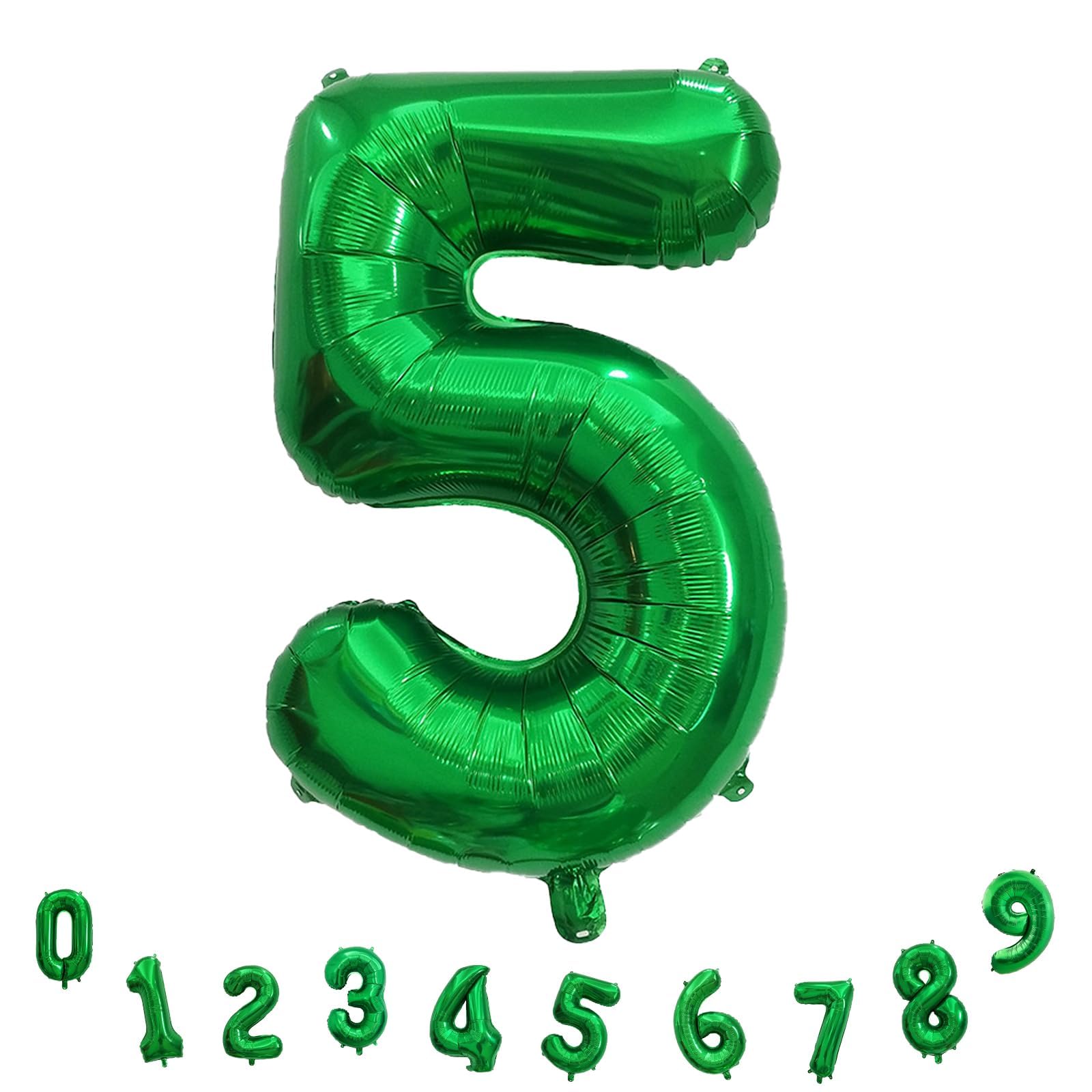 5. Geburtstag Zahlen Ballon für Mädchen, Dunkelgrün Große Folienballon 0–9 Set Zahlenluftballons, 40 Zoll Helium Grün Zahl 5 Luftballon für Jungen Geburtstagdeko Dinosaurier Jungle Party Dekoration