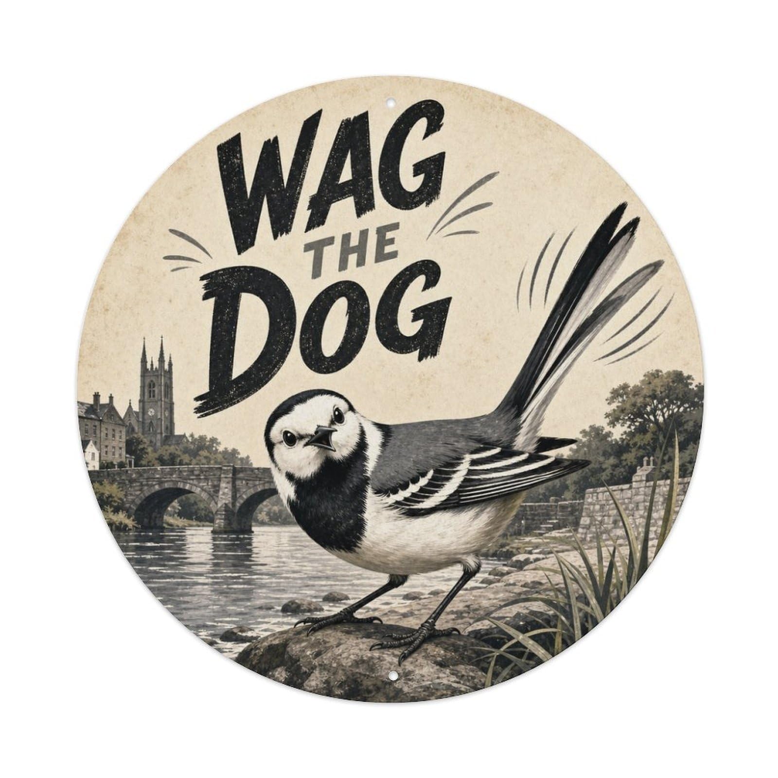 Comic Wagtail Garden Bird Tail Wag Vintage Cartoon Metal Tin Sign