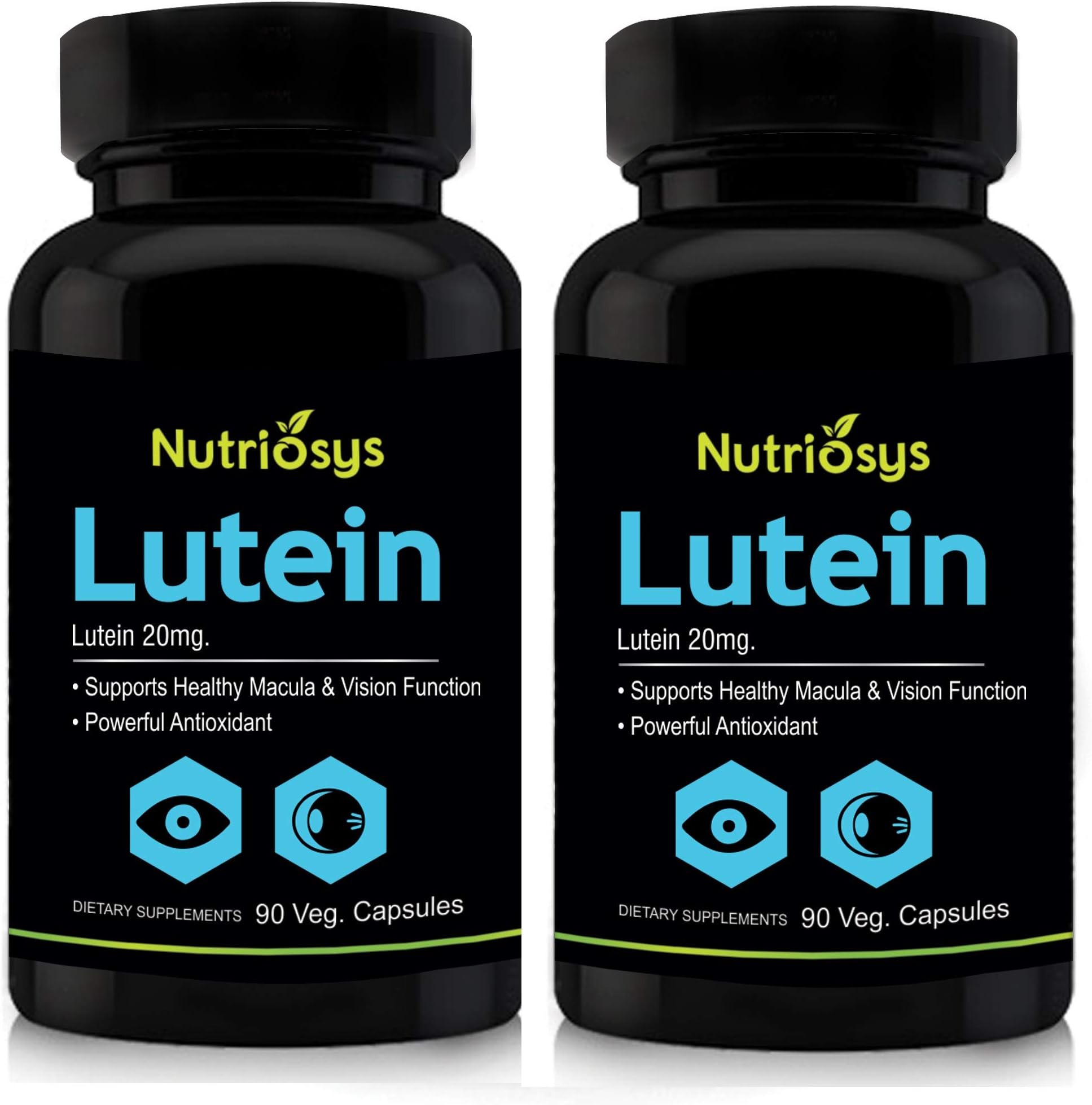 Nutriosys Lutein 20mg Eye Care Supplement to Improve Vision, Blue Light & Digital Guard (Lutein, Zeaxanthin) - 90 Veg Capsules (Pack of 2)