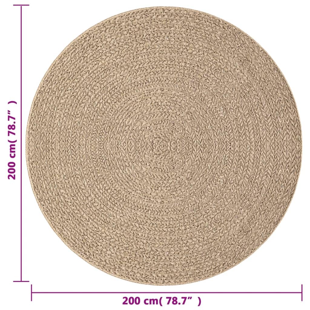 vidaXL Teppich ZIZUR Ø 200 cm Jute-Optik Indoor und Outdoor