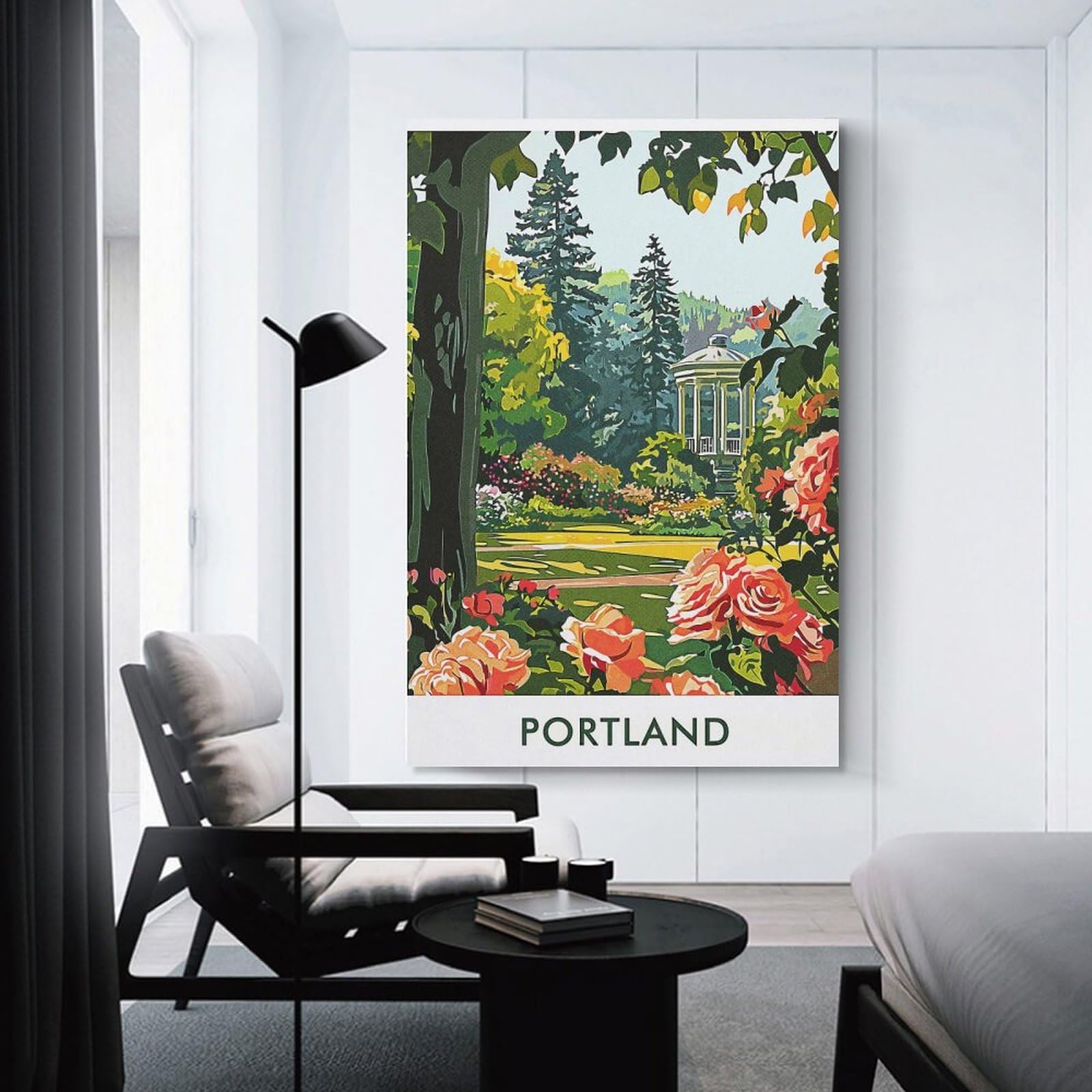 Junmoney Portland Rose Garden Hanging Wall Art, 20x30inch(50x75cm), for Entryway, Lounge Links Or Small Walls, Home Artwork for First Impressions