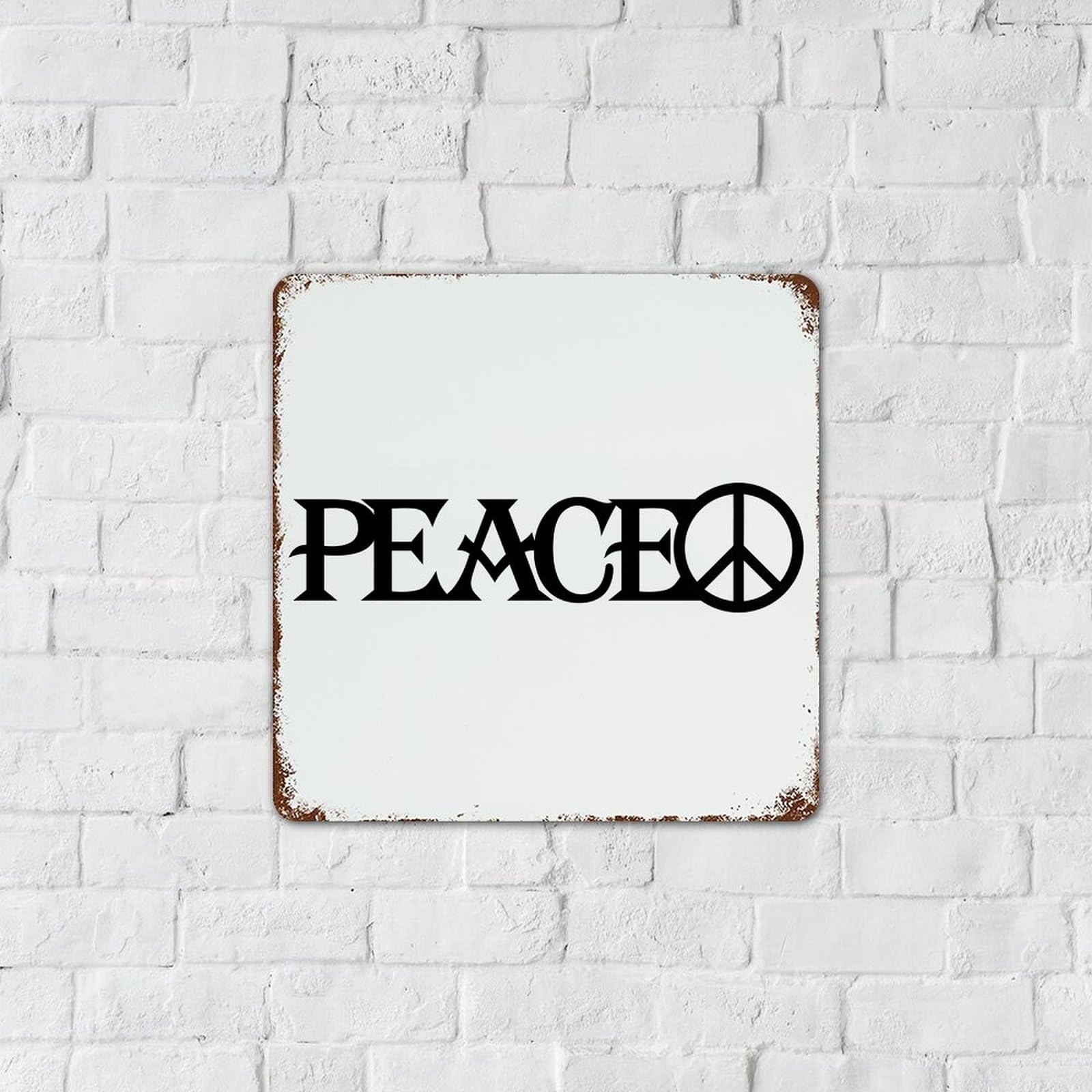 Targa Metallica Decorativa Vintage Con Simbolo Peace - 20,3x30,5 Cm - Retro, Per Parete, Bar, Cameretta