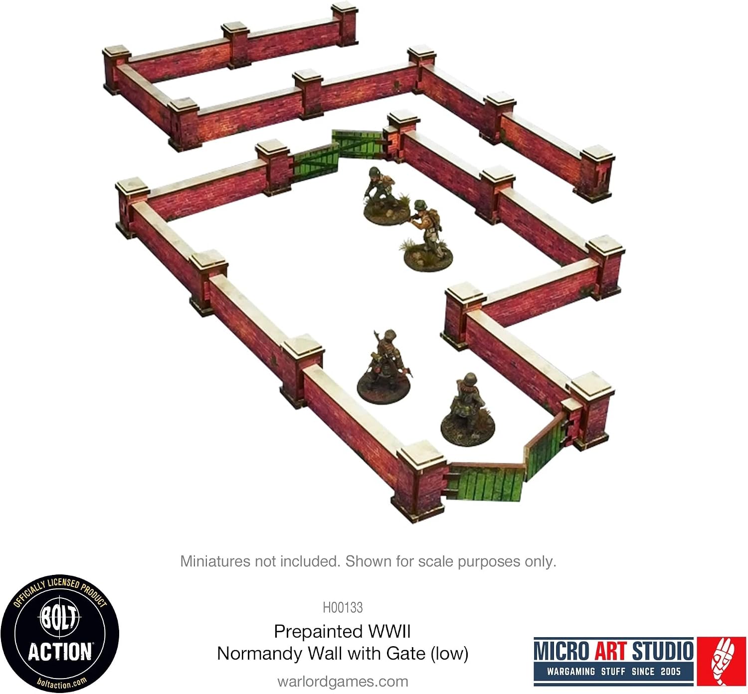 Micro Art Studio: WW2 Normandy Wall with Gate (Low) HDF Prepainted Terrain