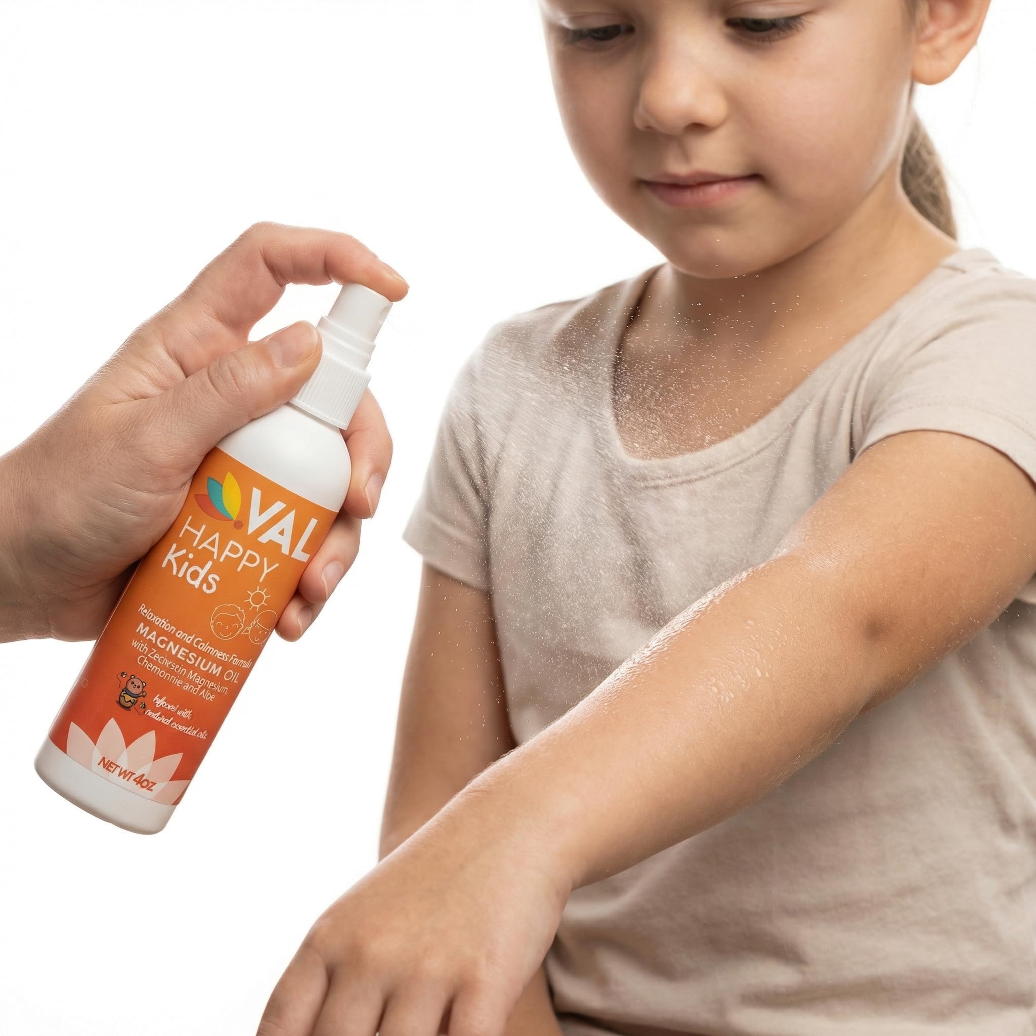 VAL Kids Magnesium Oil Spray – Natural Bedtime Calm & Mood Support | Zechstein Magnesium, Chamomile & Aloe | No Itch | Fast-Absorbing | Made in USA | 4oz — Amazon image 2