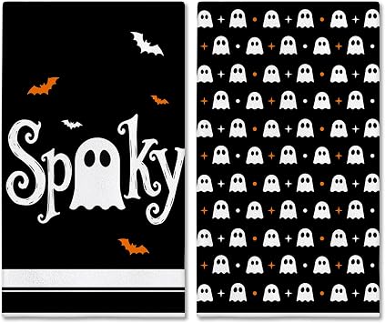 Hexagram Halloween Kitchen Towels, Ghost Spooky Halloween Hand Towels