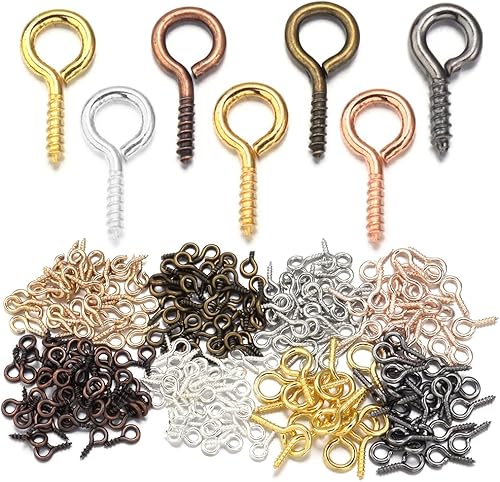 Miniatura 40 de 200 ganchos de metal para tornillos de 0.55 pulgadas/0.276 x 0.551 in, resistentes para hacer joyas de bricolaje, proyectos de arte y manualidades