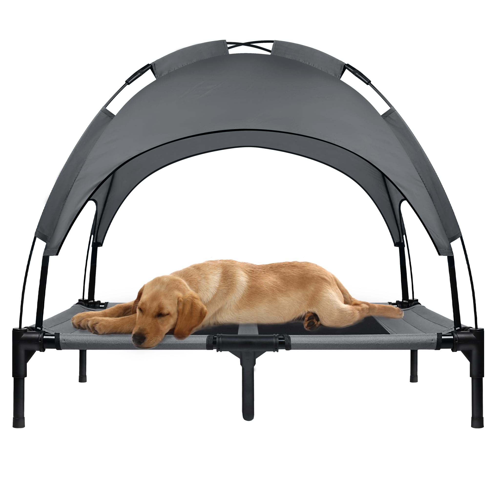 Lit surélevé pour chien avec baldaquin UISEBRT L : idéal pour le jardin, le camping et la terrasse