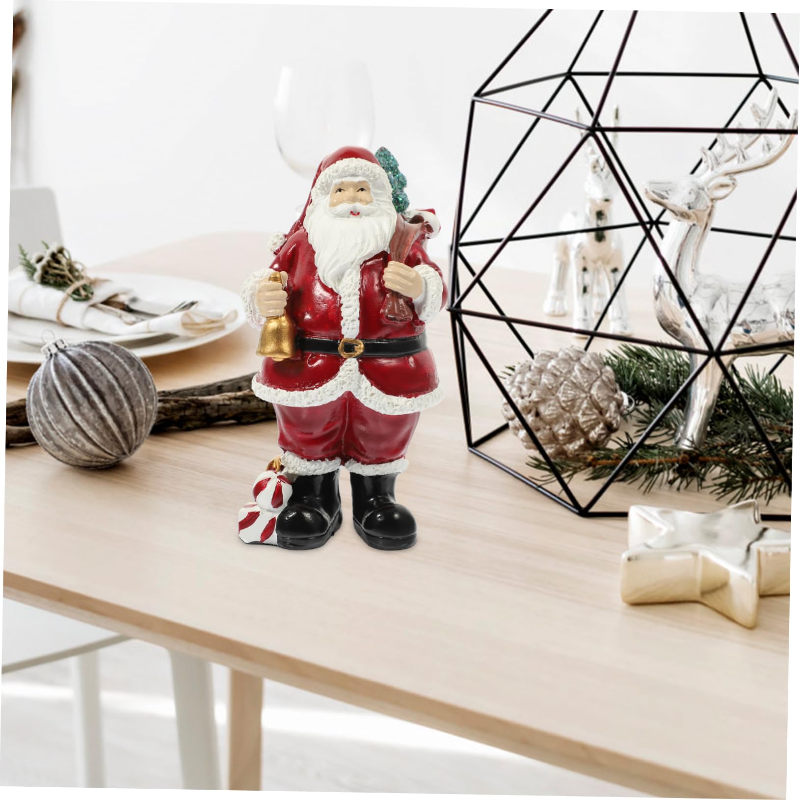 PRETYZOOM 2 Statuette Di Babbo Natale in Piedi in Resina Artigianali Per Ufficio E Scrivania