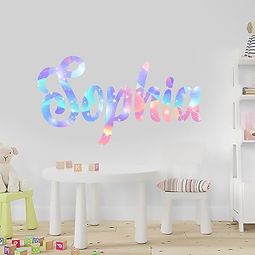 Miniatura 3 de Calcomanía de pared con nombre de hada mágica colorida - Decoración de pared para niñas - WM117. Adhesivo extraíble personalizado para niñas -