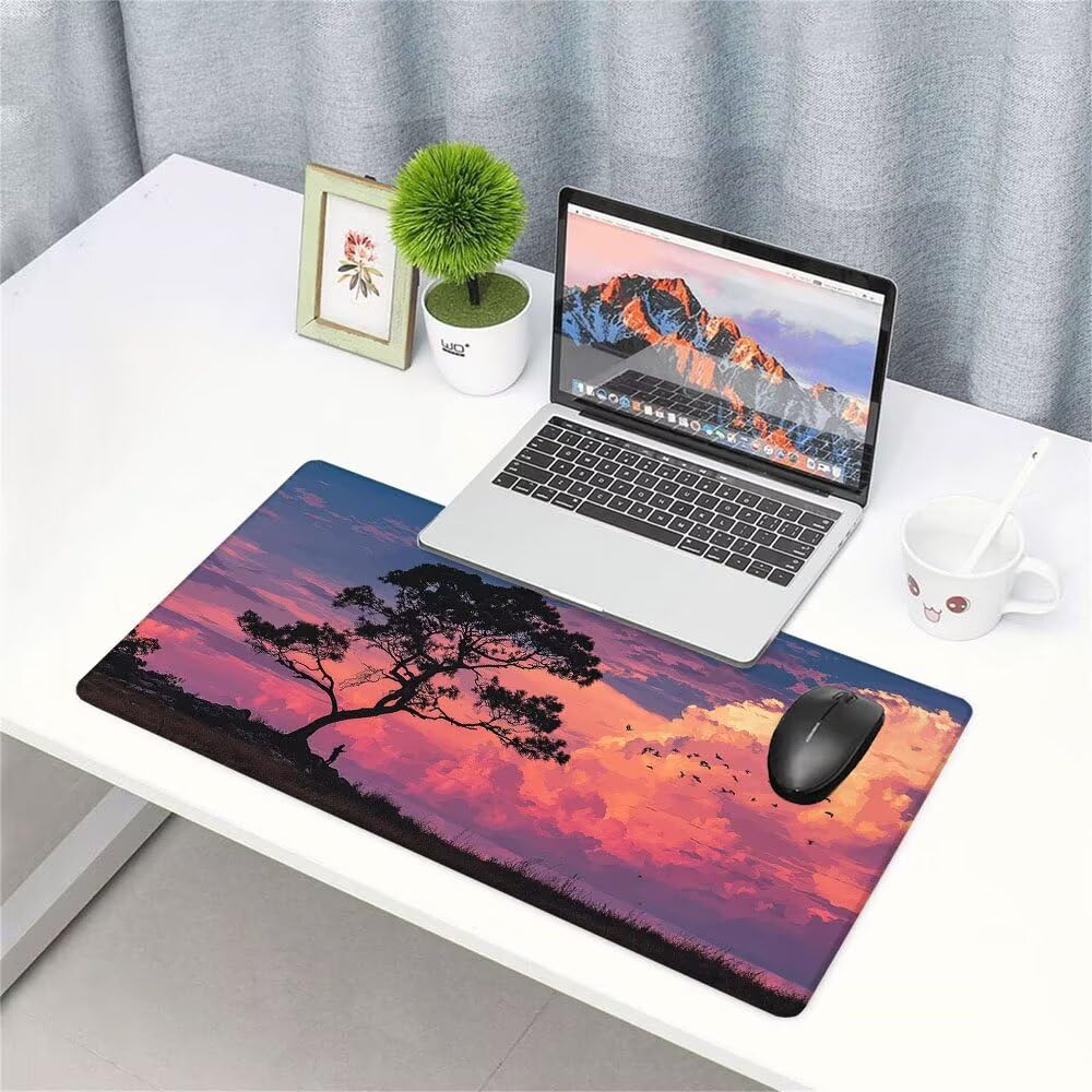Tappetino Scrivania viola, Tappetino Gaming 1000x500x3mm Mouse Pad piante Tappeto Mouse, Accessori Gaming, Ufficio Accessori, Migliora la Precisione e la Velocità, per Ufficio e Casa f-489