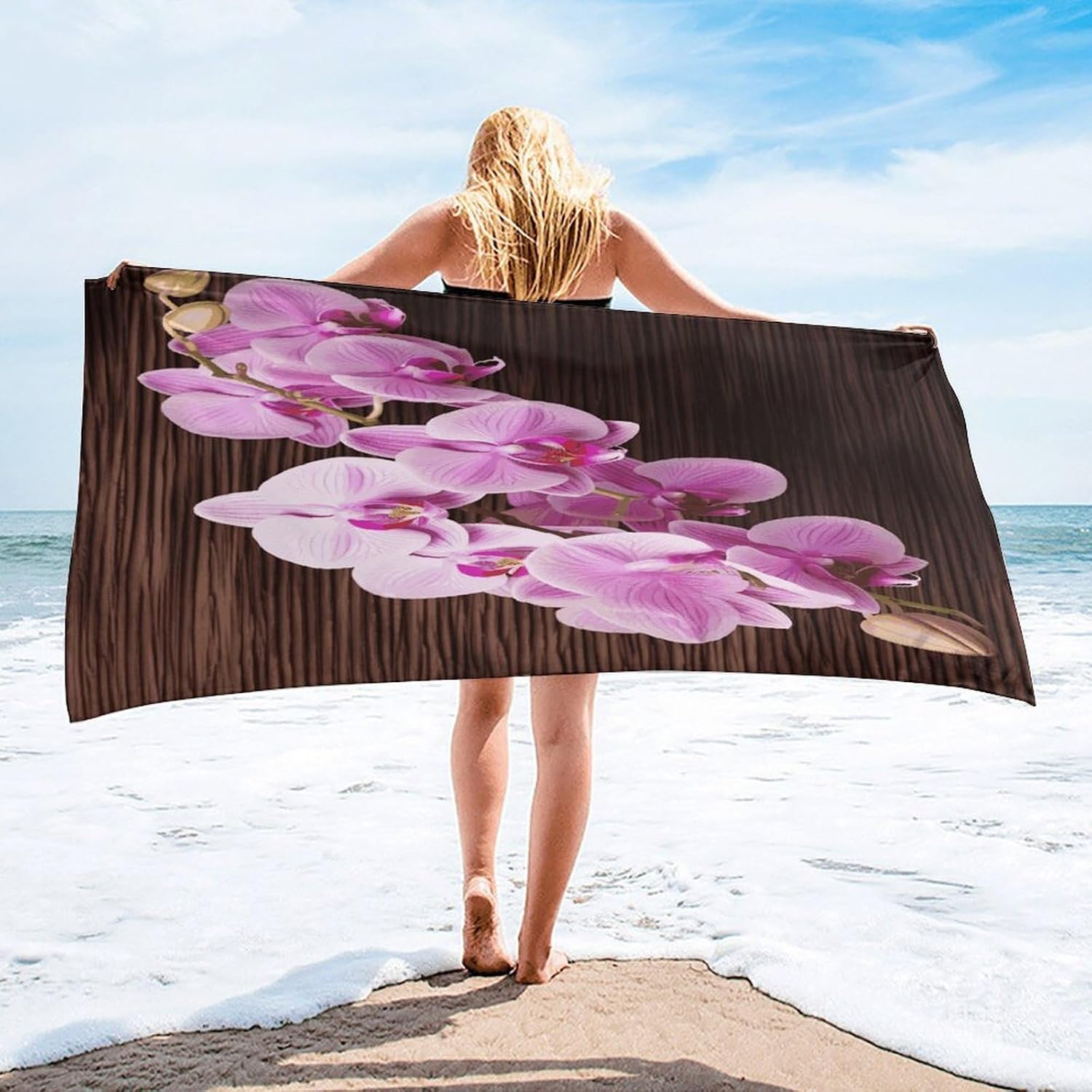 Orchid Flower Towel Vacation Accessories Essentials Soft Lighterweight，Bath Towel for Adults Women Men，Bath Towels Gift for All Occasions, Machine Washable.