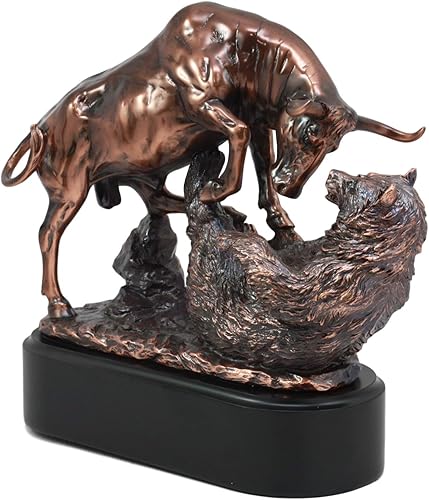 Miniatura 3 de Ebros Wall Street - Estatua de oso trouncing con base de pedestal, escultura de resina galvanizada de bronce de toro contra oso, regalos ideales