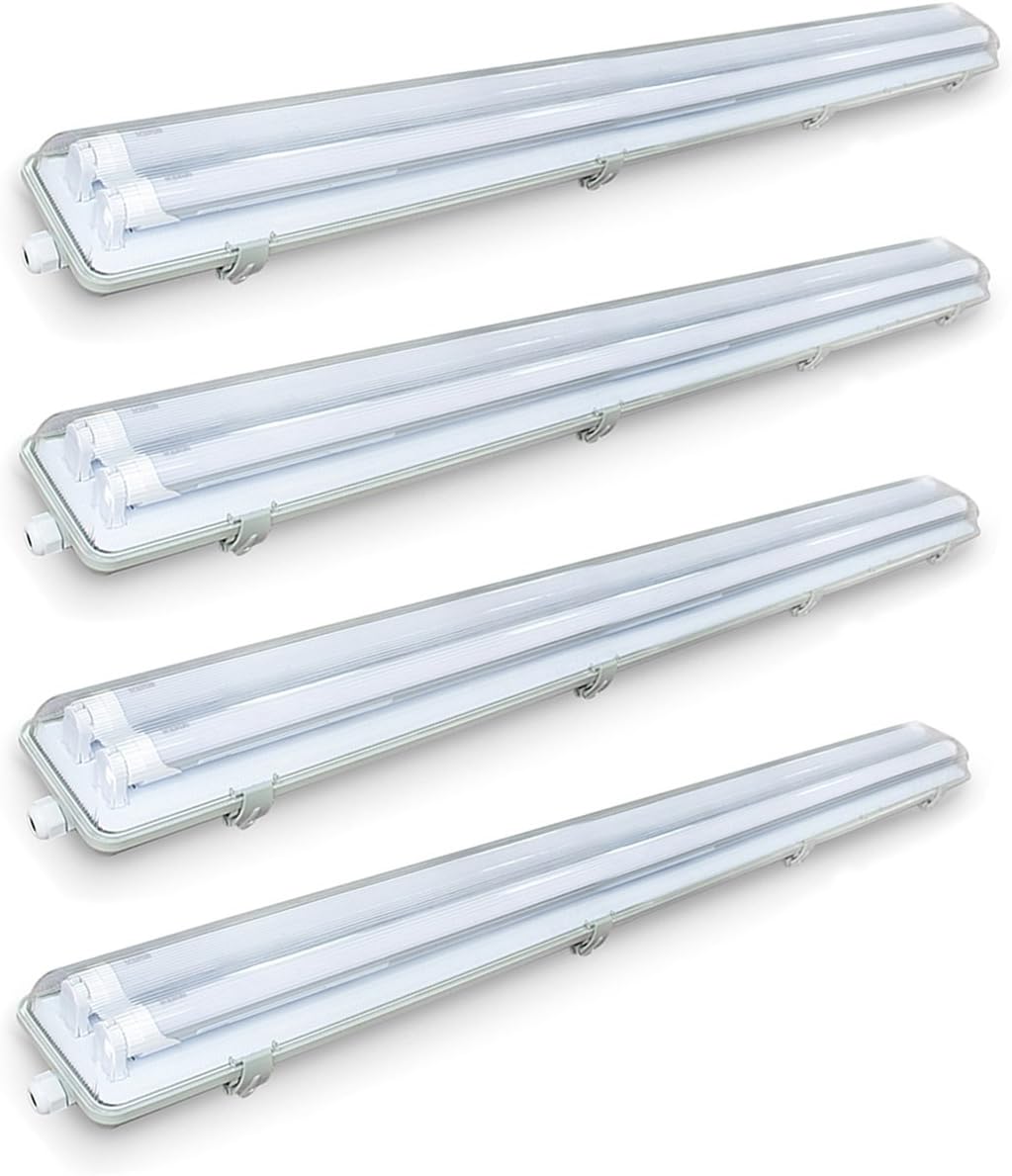 Kihung LED T8 Vapor Proof Garage Light 4ft 44W Ultrahigh Brightness 6500K IP65, Pack of 4 …