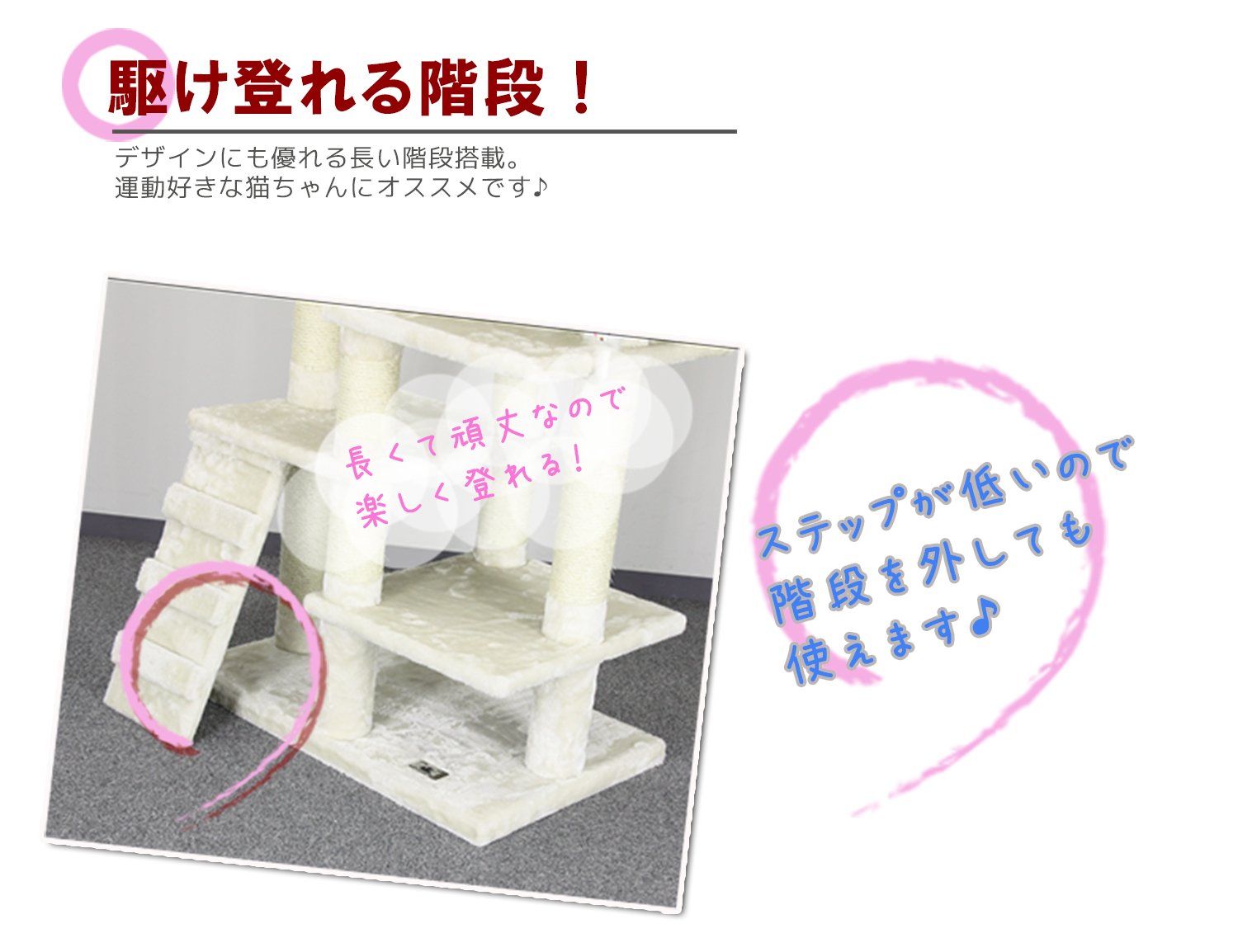 Amazon | キャットタワー 据え置き 低段差 高齢シニア・子猫対応 CW