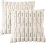 Volcanics Couvertures d'oreiller en fausse fourrure 18x18 Ensemble de 2, Luxury Soft Plush Coussin décoratif cas avec velours dos pour canapé, canapé, lit, salon, beige