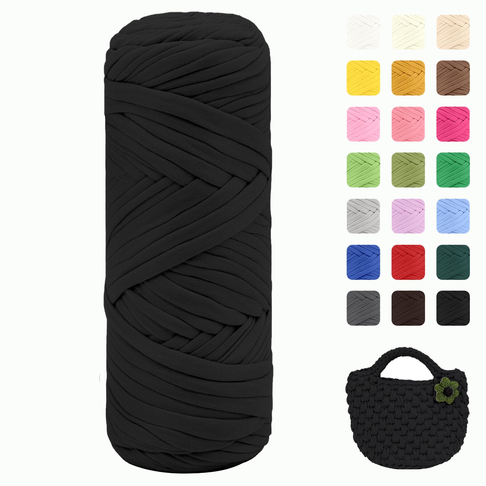 Maxee 400g T-Shirt Garn – 2 er Pack (je 200g/75m), Weiches Beilaufgarn zum Häkeln & Stricken – Farbintensiv & pflegeleicht, Ideal für Häkeltaschen/Körbe/Teppiche DIY Projekte, Handarbeiten und Deko