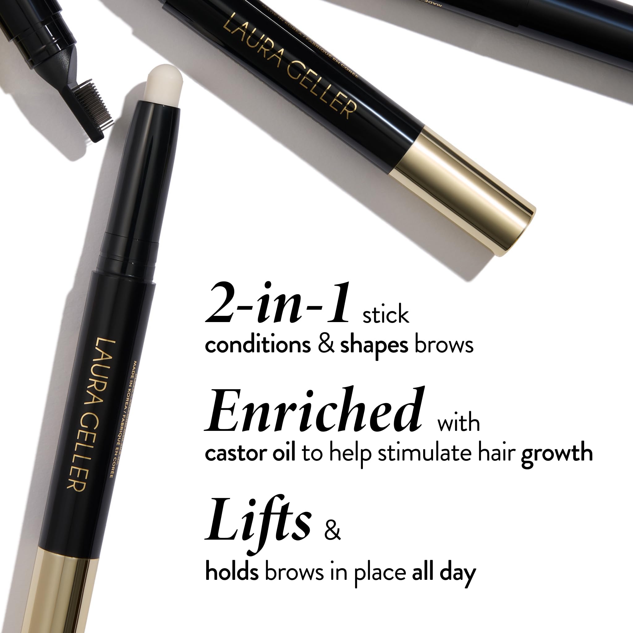 LAURA GELLER NEW YORK Define-n-Tame Brow Lifting Stick - Laminated Full Brows - Brow Wax - Blonde, 01 Blonde, 17 g (Pack of 1) - Image 2