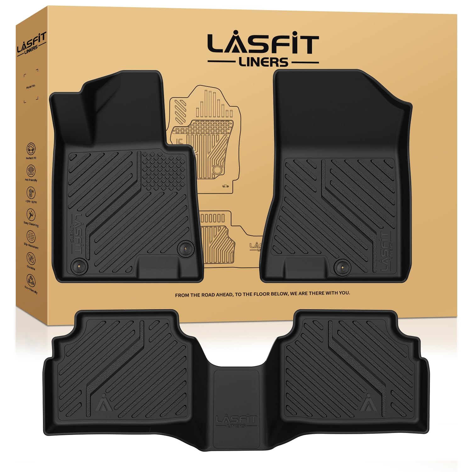 LASFIT Floor Mats for Hyundai Sonata 2020-2026 (Only Fit AWD & Gas, Not for FWD or Hybrid) / Kia K5 2021-2025 (Only Fit AWD, Not for FWD) Custom Fit TPE All Weather Floor Liners Car Mats Accessories
